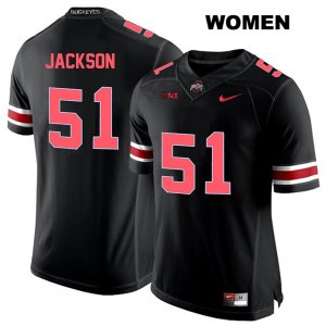 Women's NCAA Ohio State Buckeyes Antwuan Jackson #51 College Stitched Authentic Nike Red Number Black Football Jersey PF20S80CC